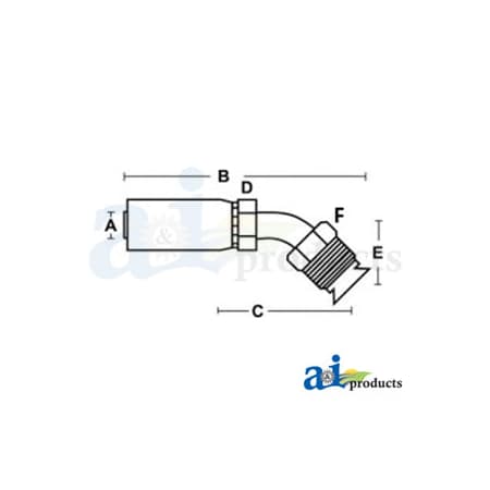 A & I Products HC-MIX45 Male Inv. SAE 45 - Swivel - 45 Elbow 3 x5 x1 A-MIX45-06-06